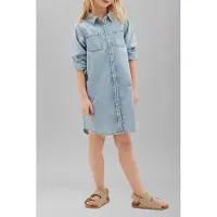 Calvin Klein Girls Denim Shirt Dress Long Sleeve Andrew Wash Taglia: 6 | Vestiti Outlet | Unisex | Blu