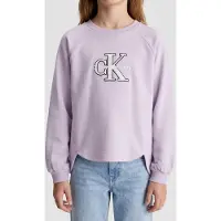 Calvin Klein Girls Fashion Monologo Crew Neck Orchid Petal Taglia: 12 | Maglioni Outlet | Unisex | Magenta