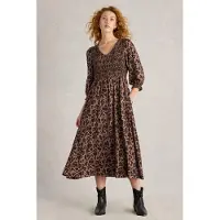 White Stuff Emily Shirred Jersey Dress Black Print Taglia: 6 | Abiti Midi Outlet | Donna | Nero