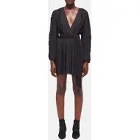 The Kooples Short Dress With Long Sleeves, V-neck, And Lace Inlay Black Taglia: 36 | Abiti Mini Outlet | Donna | Nero