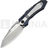 We Knife Coltello pieghevole Bogey, Blue & Satin Titanium, Hand Rubbed Satin