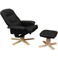 MCW Poltrona relax H56, poltrona da TV con poggiapiedi, in Pelle finta e legno di eucalipto, certificata MVG ~ nera