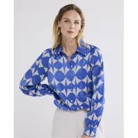 Summum Woman Blouse Two Tone Print Royal Blue Taglia: 34 | Maglie a manica lunga Outlet | Donna | Blu