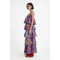 Desigual , Abito lungo con balza Stella Jean, Cotone, Rosso, M