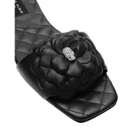 Philipp Plein Sandali slide in pelle con applicazione floreale e Skull