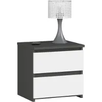Akord cassettiera, credenza, comodino con 2 cassetti (l:40 cm x h:40 cm x p:35 cm) in grigio grafite e bianco