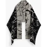 Desigual , Sciarpa stampata lunga, Nero, U