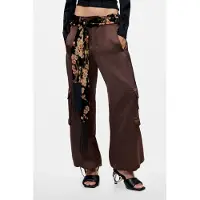 Desigual , foulard con frange a fiori, Nero, U