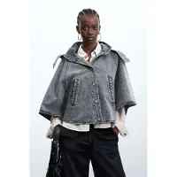 Desigual , Poncho in denim di cotone, Cotone, Nero, U