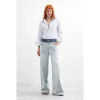 Desigual , jeans a gamba larga, Donna, Cotone, Blu, 36