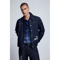 Desigual , Giacca stampata 100% cotone, Uomo, Cotone, Blu, XL