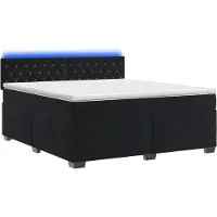 Syfax Letto con rete a molle, materasso e luci LED, colore nero, dimensioni 140 x 200 cm, rivestito in velluto