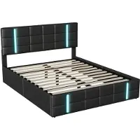 StarTech.com Letto imbottito - Letto matrimoniale - 160 x 200 cm - Contenitore con sistema idraulico - Cassetto contenitore - Retino - Ecopelle - Nero