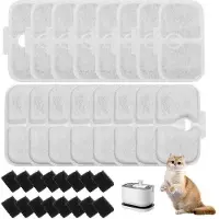OEM Filtro per abbeveratoio per gatti con 32 componenti, 16 modelli di filtro e 16 coperchi in schiuma, compatibile con i giochi d'acqua Petlibro.