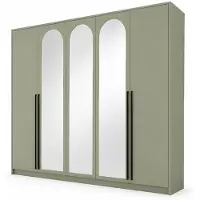 3Xeliving Armadio con specchio, in legno di eucalipto, dimensioni 255 x 65 x 217 cm