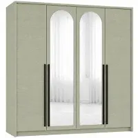 3Xeliving Armadio con specchio, in legno di eucalipto, dimensioni 205 x 65 x 217, 2 cm