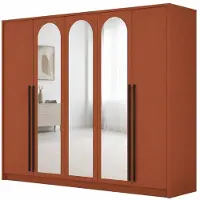 3Xeliving Armadio con specchio, in terracotta, dimensioni 255 x 65 x 217 cm