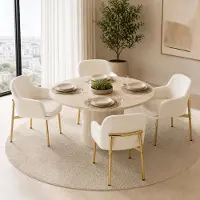 Flieks Set di 4 sedie da pranzo con braccioli, regolabili in altezza, imbottite, ideali per la sala da pranzo, la cucina. Dimensioni: 61x59x78,5 cm. Colore: bianco