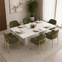 Flieks Set di 6 sedie da pranzo con braccioli, regolabili in altezza, imbottite, adatte per sala da pranzo, cucina. Dimensioni: 61x59x78,5 cm. Colore: verde