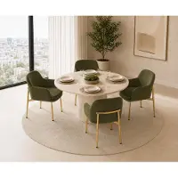 Flieks Set di 4 sedie da pranzo con braccioli, regolabili in altezza, imbottite, ideali per la sala da pranzo, la cucina. Dimensioni: 61x59x78,5 cm. Colore: verde
