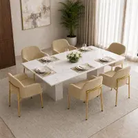 Flieks Set di 6 sedie da pranzo con braccioli, regolabili in altezza, imbottite, ideali per la sala da pranzo, la cucina. Dimensioni: 61x59x78,5 cm. Colore: marrone
