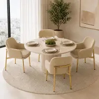 Flieks Set di 4 sedie da pranzo con braccioli, regolabili in altezza, imbottite, ideali per la sala da pranzo, la cucina o come sedie da cucina. Dimensioni: 61x59x78,5 cm. Colore: marrone