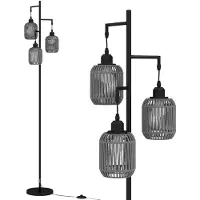 GIANTEX Lampada da terra , 173 cm, ideale per il soggiorno, con 3 luci, colore nero