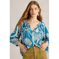 White Stuff Marley Linen Blend Top Blue Print Taglia: 6 | Maglie a manica lunga Outlet | Donna | Bianco