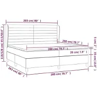 vidaXL Letto a molle con materasso grigio chiaro 200x200 cm in tessuto