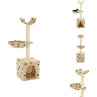 vidaXL Tiragraffi per gatti con colonne in sisal 105 cm Beige a forma di zampa - Tiragraffi
