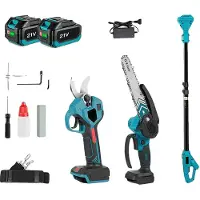 OEM Troncatrice a catena elettrica, motore brushless, lunghezza regolabile, 2 batterie