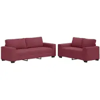 vidaXL set divano 2 pezzi con cuscini in tessuto rosso vino