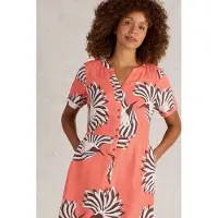 White Stuff Iris Linen Dress Coral Print Taglia: 6 REGULAR | Abiti in T-Shirt Outlet | Donna | Bianco