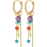 Pilgrim Orecchini 'Thalen' blu ciano / oro / lilla scuro / bianco perla