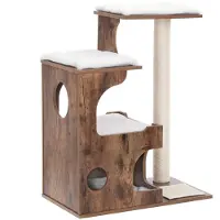 BellaFurn Albero per gatti con casetta, rivestito in sisal, bianco/marrone – 66 x 42 x 88 cm
