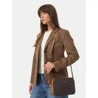 Liu jo borsa a tracolla media monogram in pelle marrone