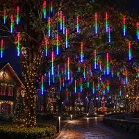Lapamax Catena luminosa a forma di pioggia di meteoriti, luci che simulano stelle cadenti, decorazione natalizia per giardino, adatta anche per Halloween, multicolore, 50 cm, 288 LED