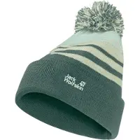 Jack Wolfskin Kid's Stripy Pompom Beanie Berretto Bambini (51-53 cm, verde)