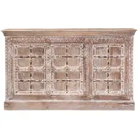 Marrakesch Orient & Mediterran Interior Credenza Hira, realizzata in legno massello, già montata, colore beige bianco, 150 cm