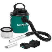 Vonroc Aspiracenere a batteria 20V - 2.0Ah - serbatoio 12L | Incl. due batterie e caricatore rapido