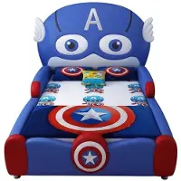 Xl Moebel Gmbh Letto per bambini a tema Captain America, colore blu, di alta qualità, ideale per la cameretta