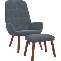 vidaXL Poltrona relax con sgabello in velluto grigio scuro