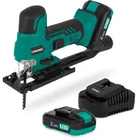 Vonroc Seghetto Alternativo a Batteria 20V – Impugnatura a T | Incl. 2x batterie 2.0Ah e caricatore rapido