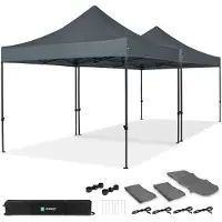 Vonroc Gazebo Easy-Up – 6x3 m | Set incl. 2x Gazebo e 1x Sistema di Collegamento - Grigio
