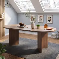 Flieks Tavolo allungabile, con angoli arrotondati e piano spesso, tavolo da pranzo 160x80x75 cm, adatto per 6-8 persone, tavolo da cucina, noce