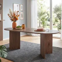 Flieks Tavolo allungabile per sala da pranzo con angoli arrotondati, piano spesso, dimensioni 200x90x75 cm, adatto per 6-8 persone, tavolo da cucina, noce