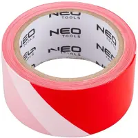 Neo Tools Nastro di delimitazione rosso-bianco 100 m: nastro segnaletico in PE resistente allo strappo, larghezza 50 mm, nastro di delimitazione resistente alle intemperie per cantieri