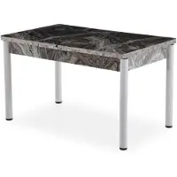 Xl Moebel Gmbh Sala da pranzo - Tavolo da pranzo moderno grigio e bianco, rettangolare, in marmo e alluminio, nuovo
