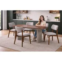 Xl Moebel Gmbh Elegante set da pranzo con tavolo in legno e 4 raffinate sedie imbottite – 5 pezzi