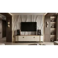 Xl Moebel Gmbh Mobile TV in legno color beige, elegante consolle TV, mobili per il soggiorno